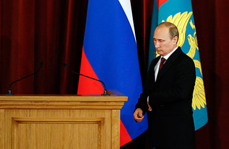 Президент РФ Владимир Путин во время совещания послов и постоянных представителей РФ в здании МИД РФ, Москва, 1 июля 2014.